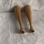 Pair of vintage birch wood candlesticks, Scandinavian design