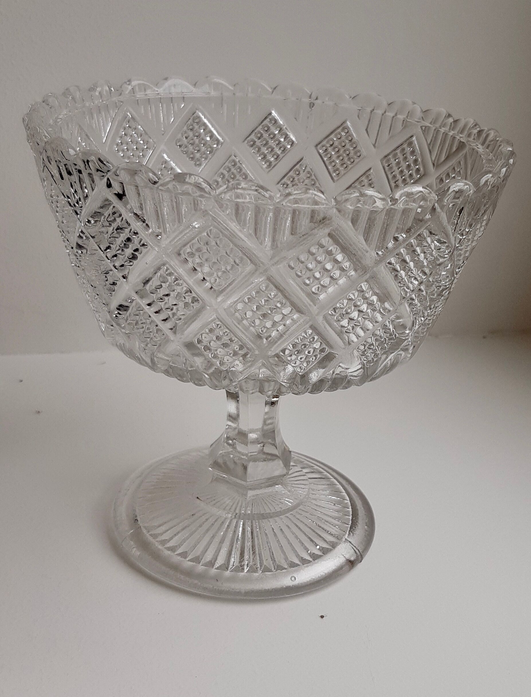 Old cut in pressed molded glass of the Verrerie de Scailmont signed