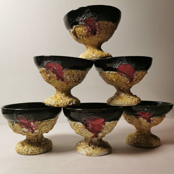 Service à Salade De Fruits, à Punch ou Sangria en céramique Vallauris Fat Lava/Lave