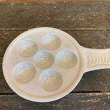 Set of 6 White Vintage Ceramic Escargot Dishes #D854