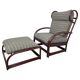 Fauteuil à oreilles en bambou de style milieu du siècle avec tabouret par Gervasoni
