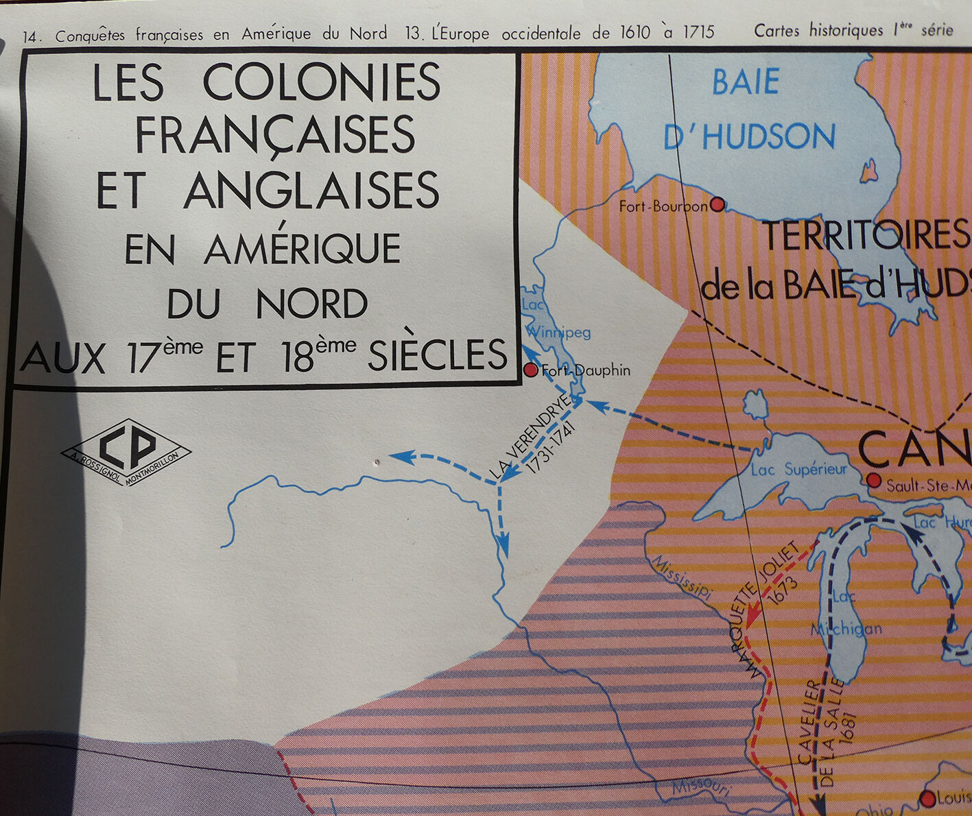 Rossignol map, school poster No. 13 of Western Europe from 1610 to 1715