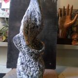 Louis Giraud's twisted double vase in Vallauris ceramic foam
