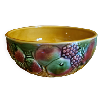 Saladier Barbotine Sarreguemines motif Fruits