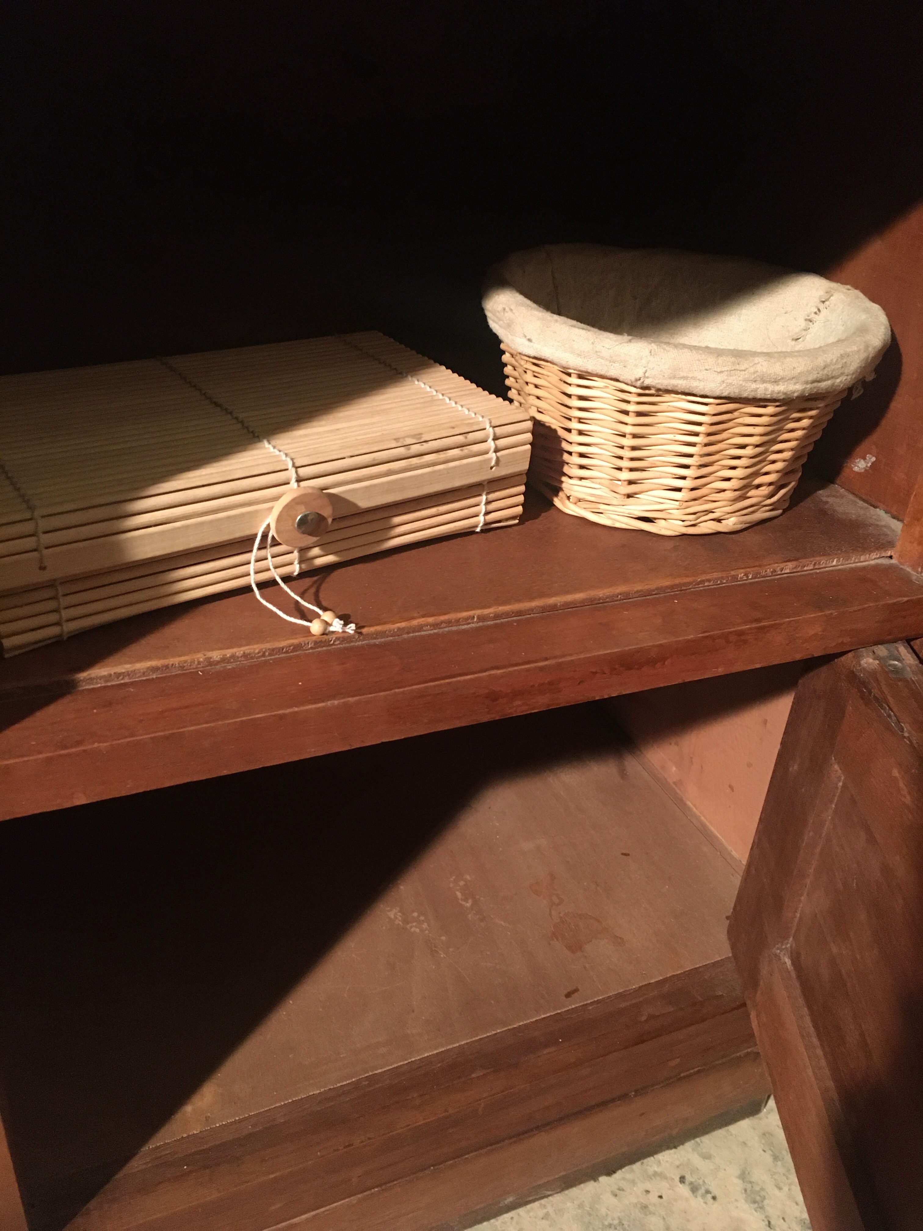 Beech bedside table on marble; 30/40s