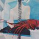 Grande peinture postmoderne de l'artiste Azian Tsang 1987