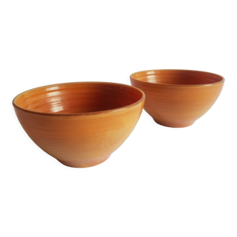 Duo of bowls opaline arcopal brown volcano 70s vintage