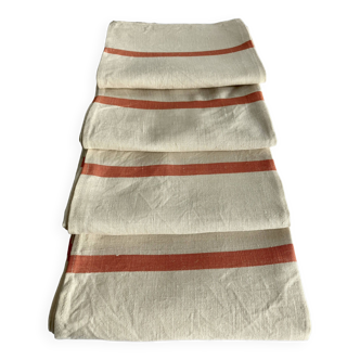 Pair of mixed tea towels, orange stripes