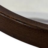 Miroir rond vintage scandinave en bois de wengé avec bracelet en cuir, design années 60