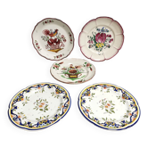 Collection of 5 plates in Faience, décor Strasbourg, Rouen .....