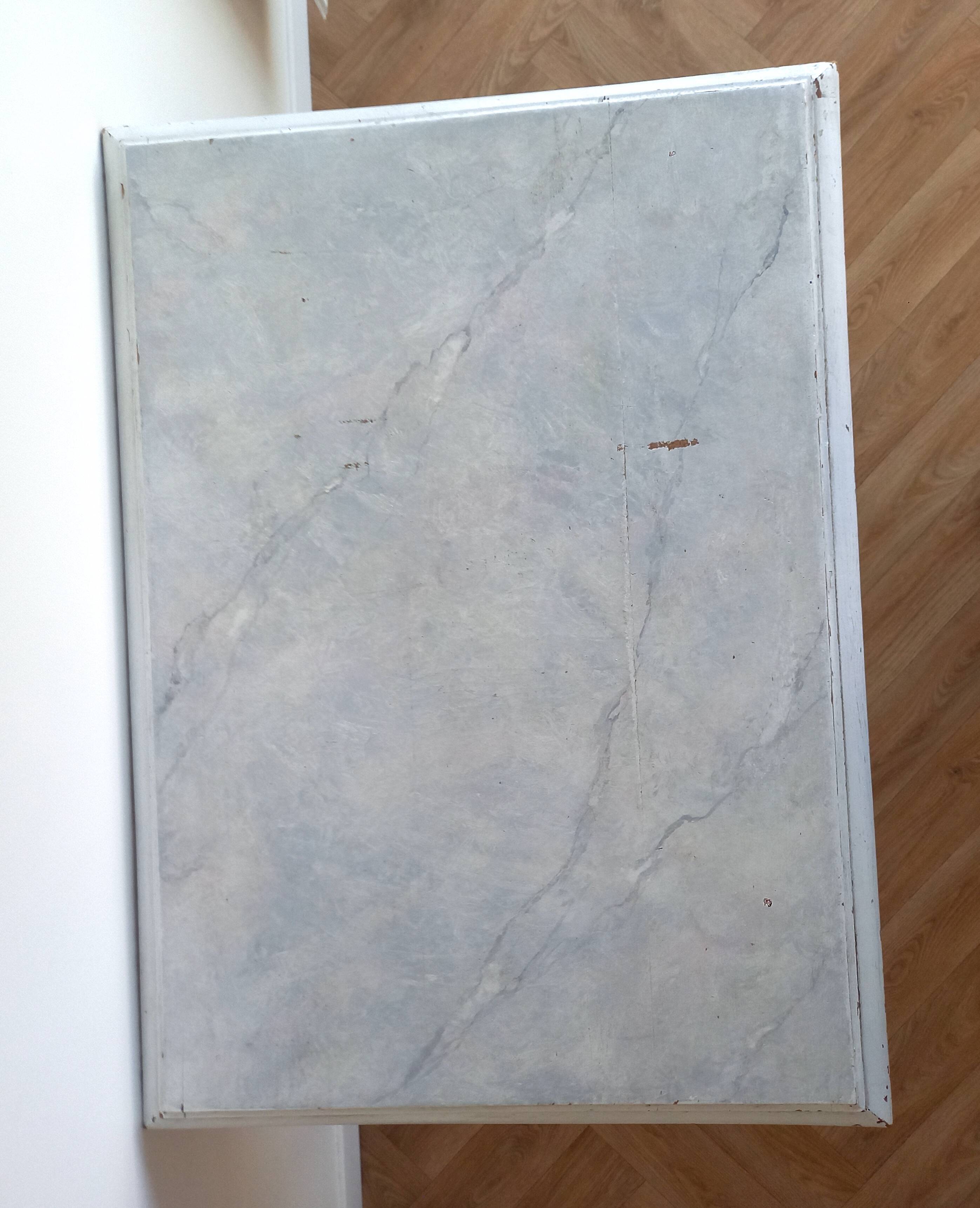 Henri II style desk in painted wood with trompe-l'oeil marble