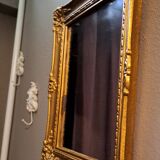 Mirror rectangular wood base and plaster moldings 1920 32x38cm