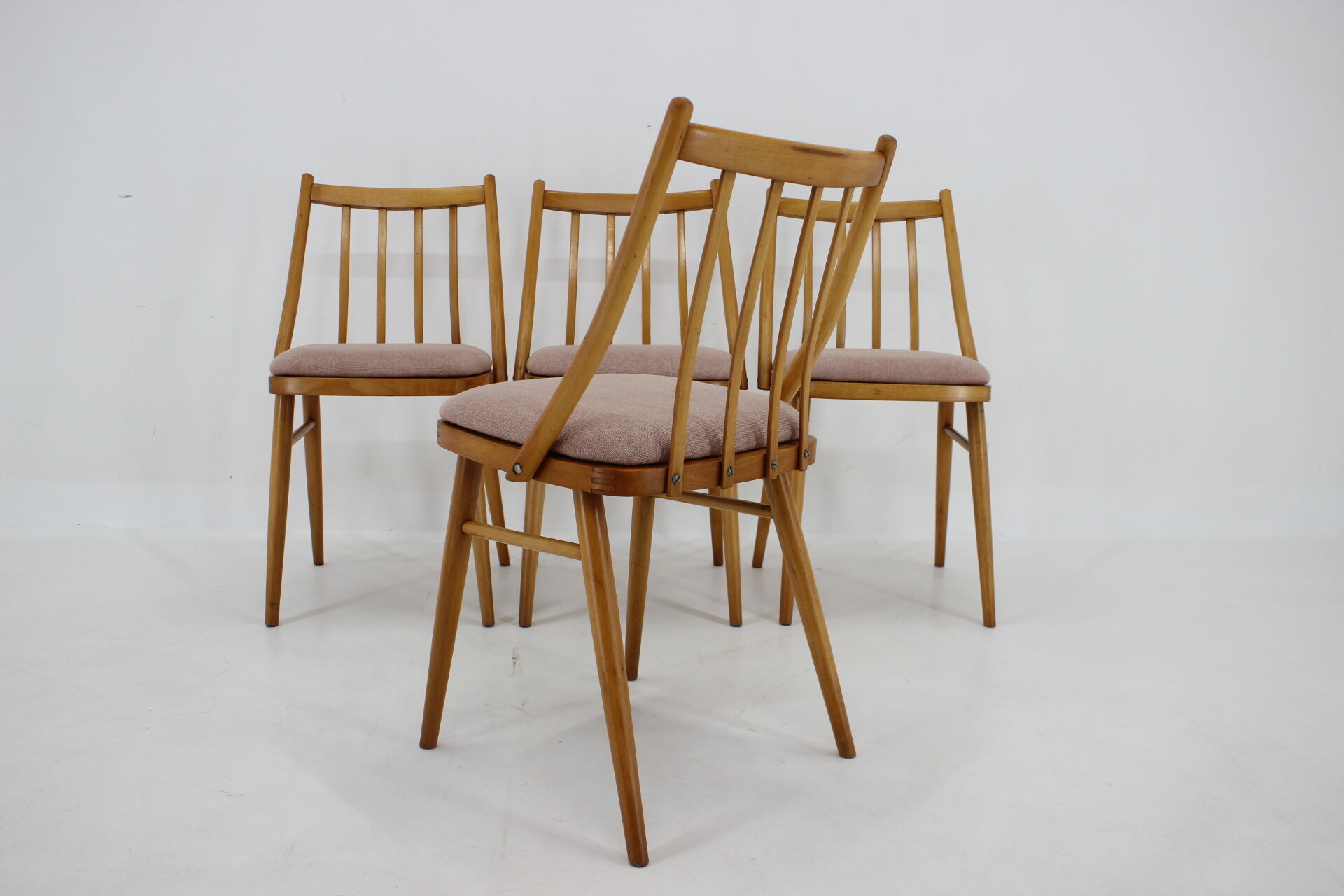1970s Antonin Suman Beech Dining Chairs, Set of 4