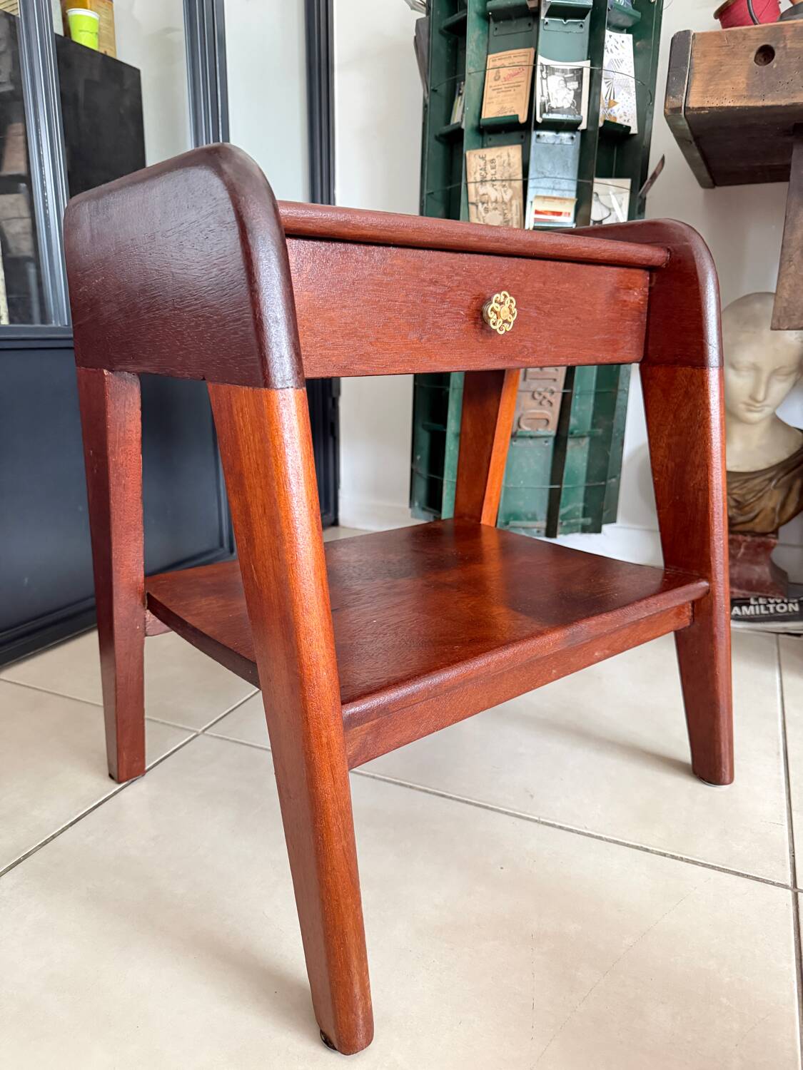 Vintage solid wood bedside table