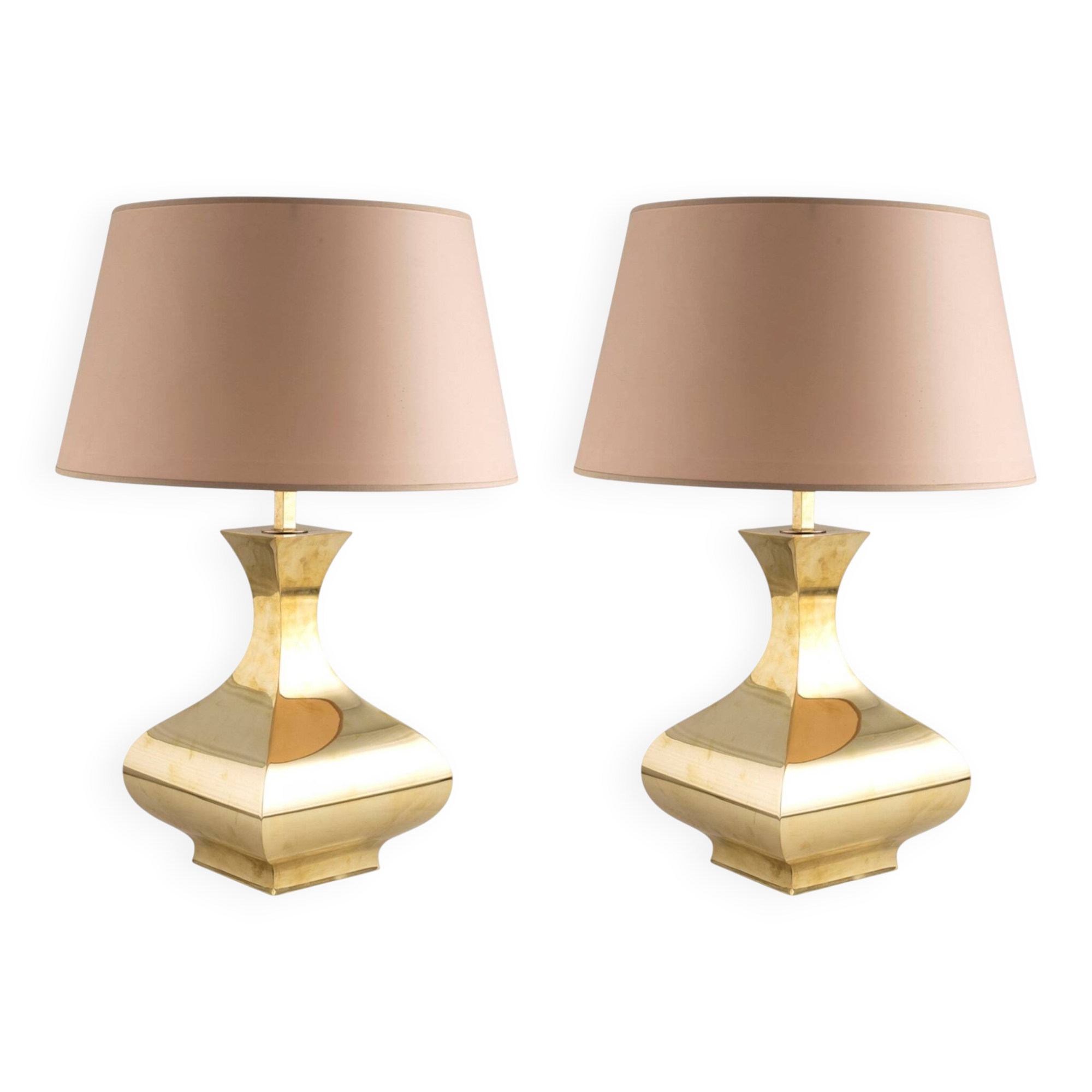 Hollywood regency set of 2 table lamps mod. Piramide, High Society Italy 70