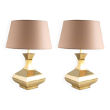 Hollywood regency set of 2 table lamps mod. Piramide, High Society Italy 70