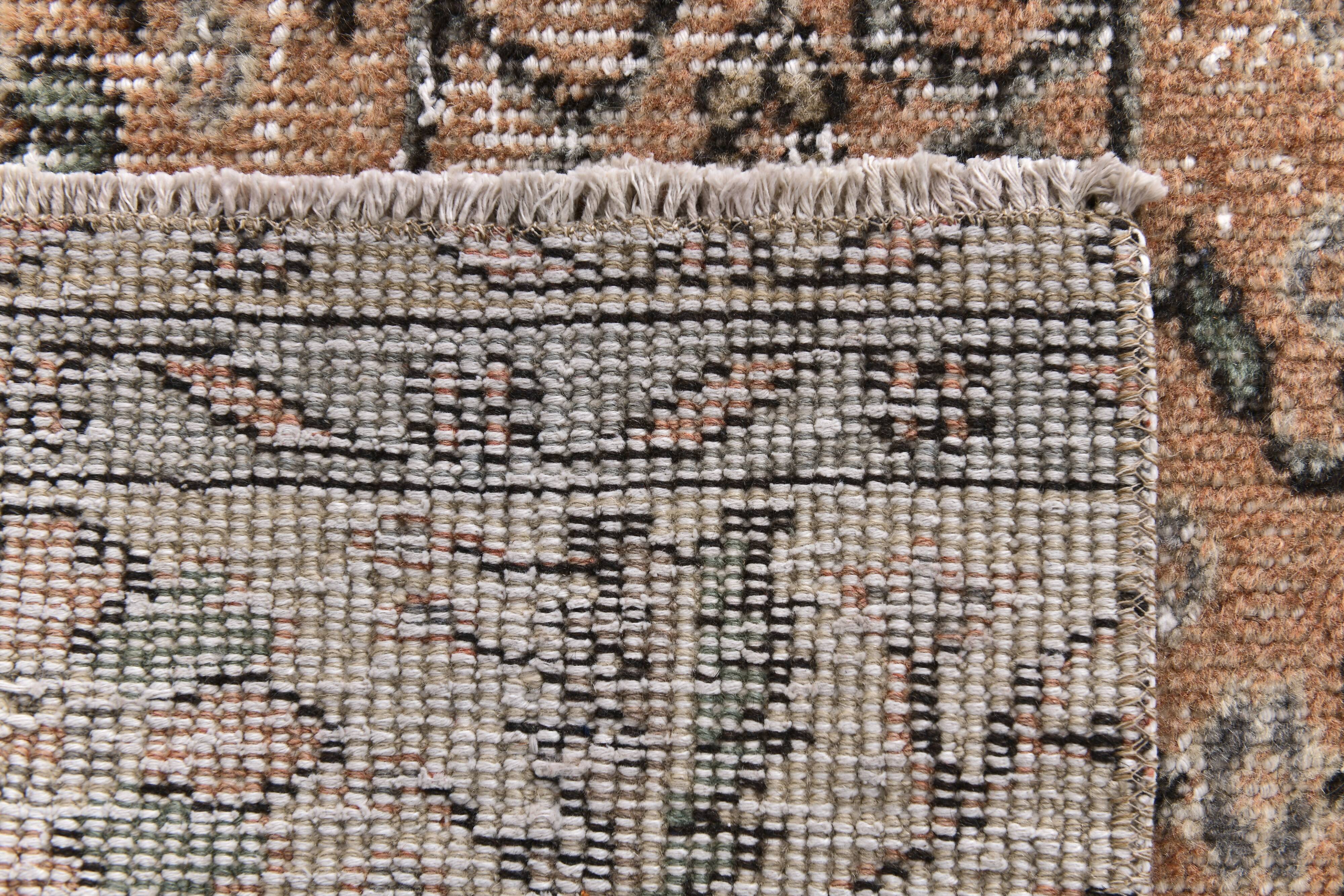 Brunt Orange & Beige Vintage Runner Rug 80x268Cm SK 240825