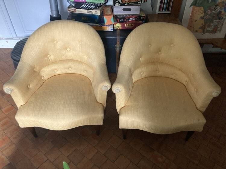 Pair of vintage toad armchairs