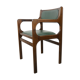 Armchair of the 60s in wood and imitation dark green leather