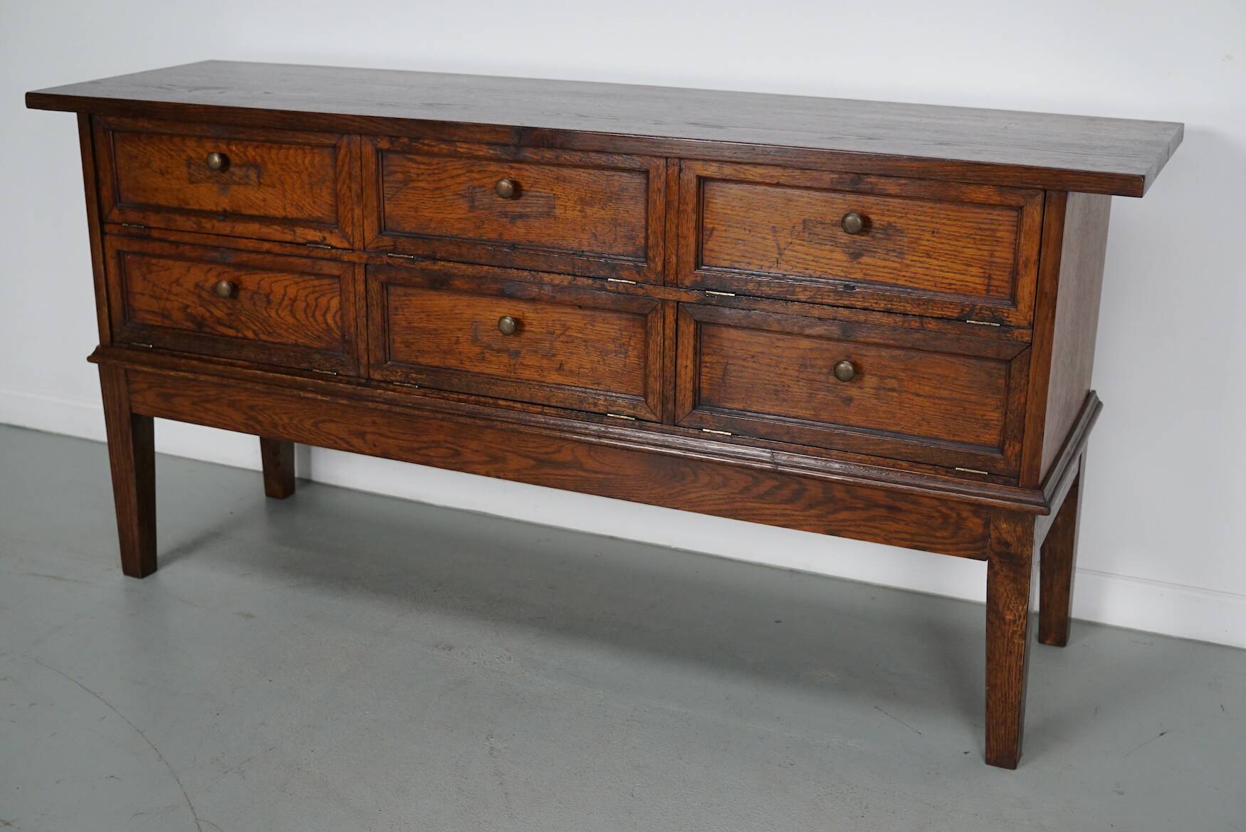 Antique French Oak Apothecary / Filing Cabinet Folding Doors, Early 20th Ce