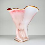 Vintage Murano vase in red and white, Italy, 1970s.