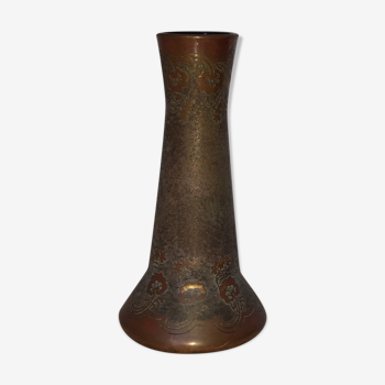 Art-nouveau glass vase electroplating Val Saint Lambert