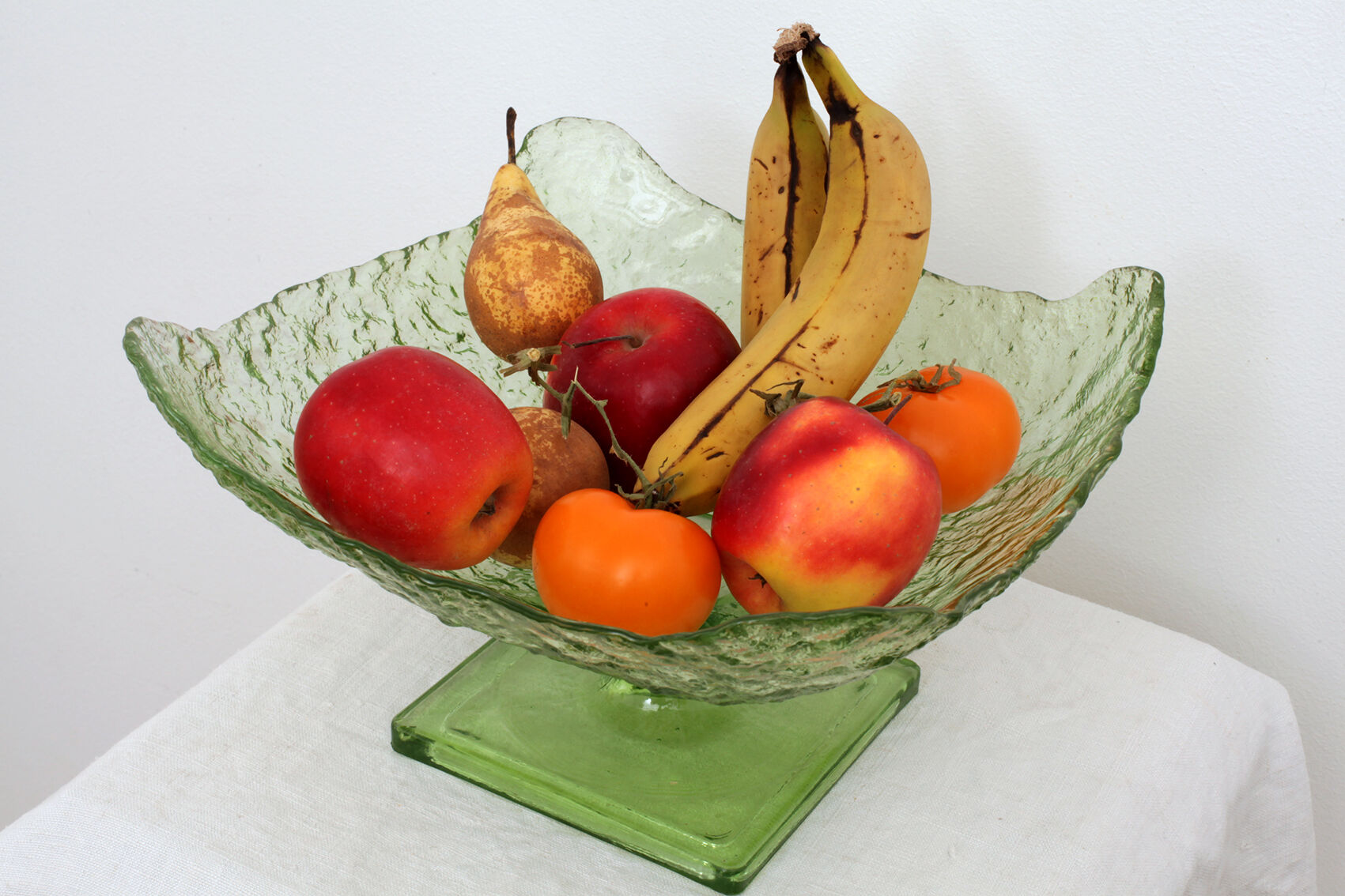 Cut square fruit bumpy glass - green