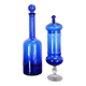 Blue glass carafe and candy box