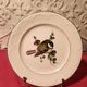 6 dessert plates Digoin Sarreguemines with coloured bird design.