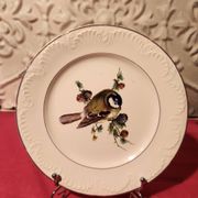 6 assiettes dessert Digoin Sarreguemines décor oiseau en couleur