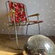Vintage folding camping armchair with red flower pattern from sieger made in germany