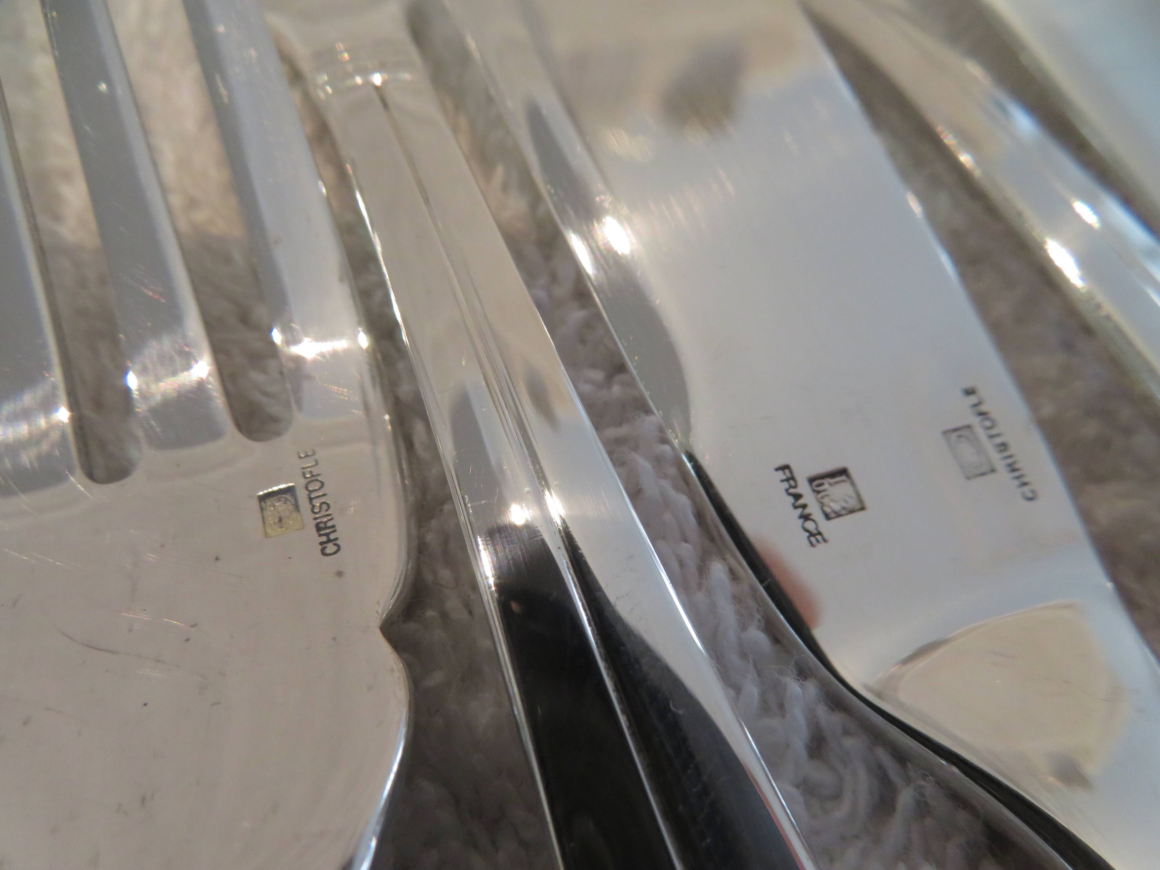 6 silver-plated fish cutlery sets 12p Christofle Atlantide