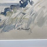 Watercolor of a landscape, signed CH. Prouvost