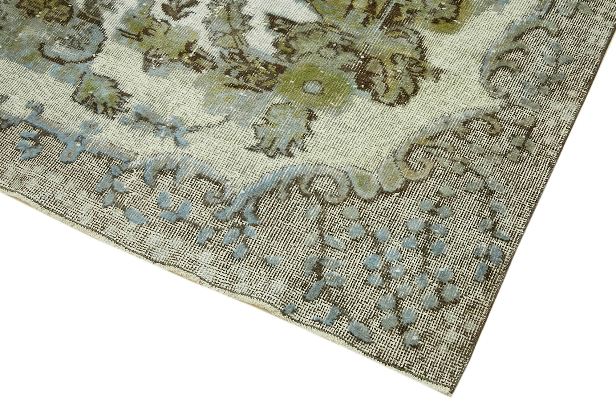 Hand-knotted antique anatolian 1970s 206 cm x 318 cm blue carpet