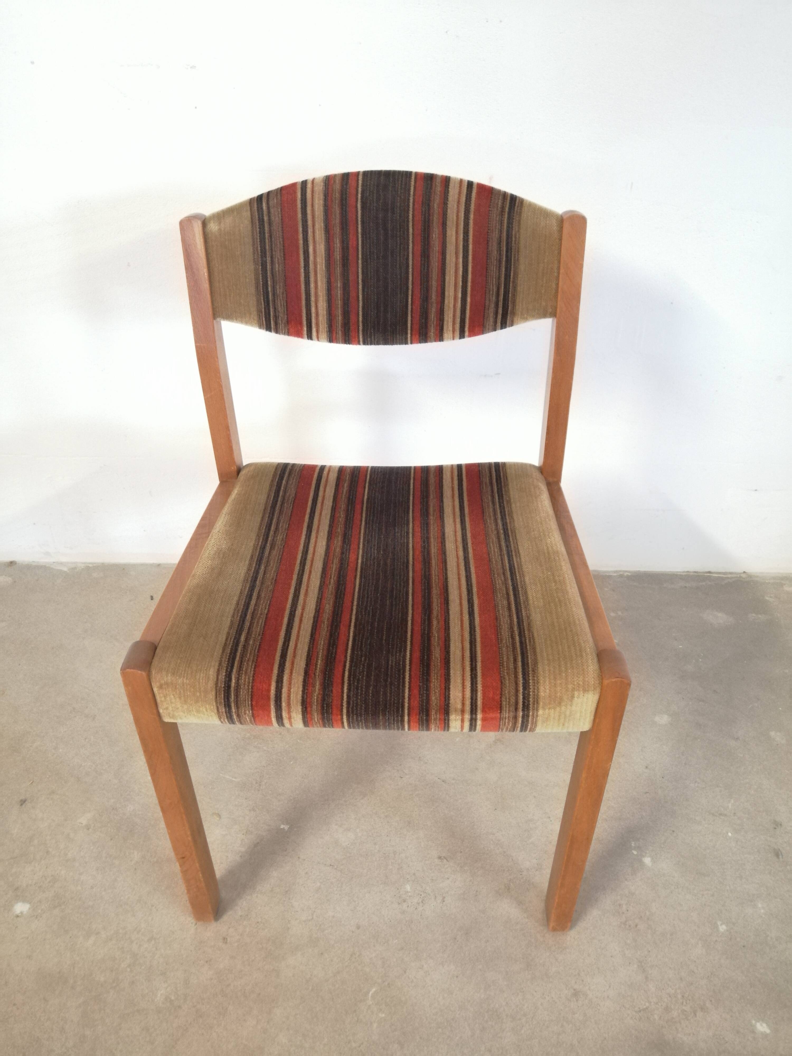 6 vintage chairs year 70 wood and velvet