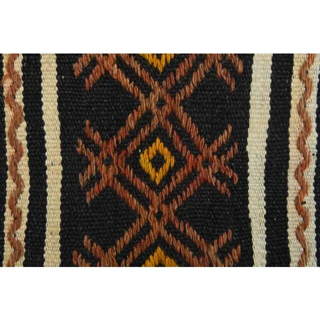1970s Turkish Oushak Handmade Wool Cotton Black Runner Rug 63x246