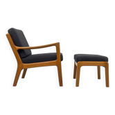 Fauteuil et ottoman Senator en teck et laine par Ole Wanscher pour P. Je