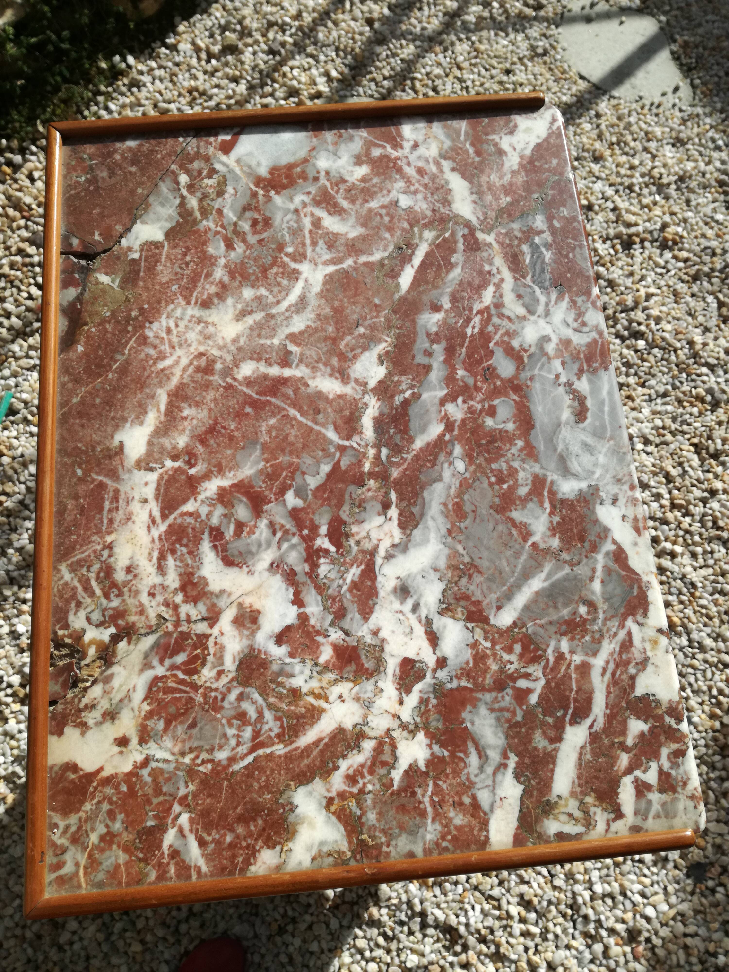 Louis XVI style ragpicker in marquetry and marble