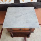 Old wooden marble bedside table