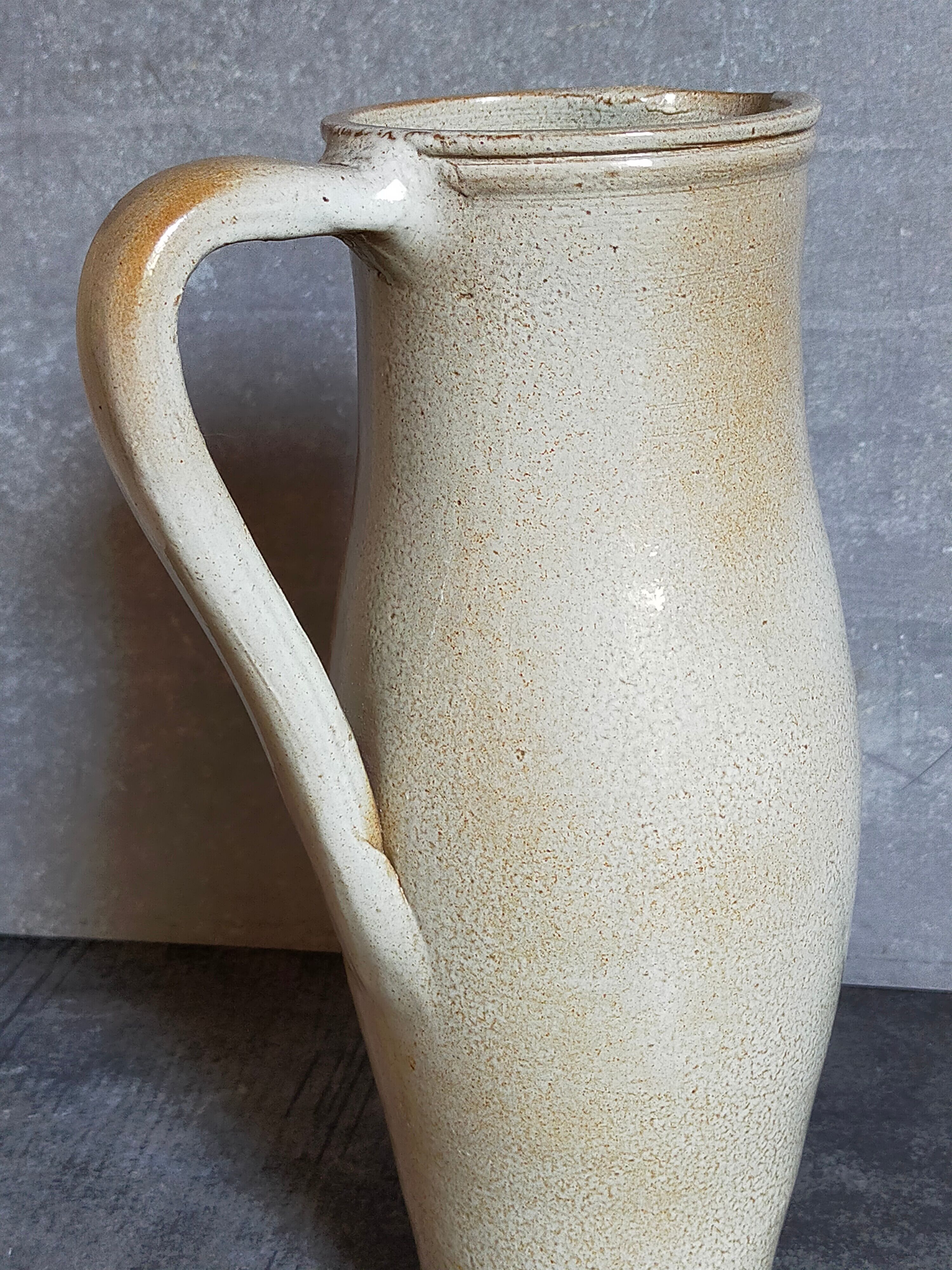 Enamelled sandstone pitcher Jean Dubost in Noron La Poterie 60s