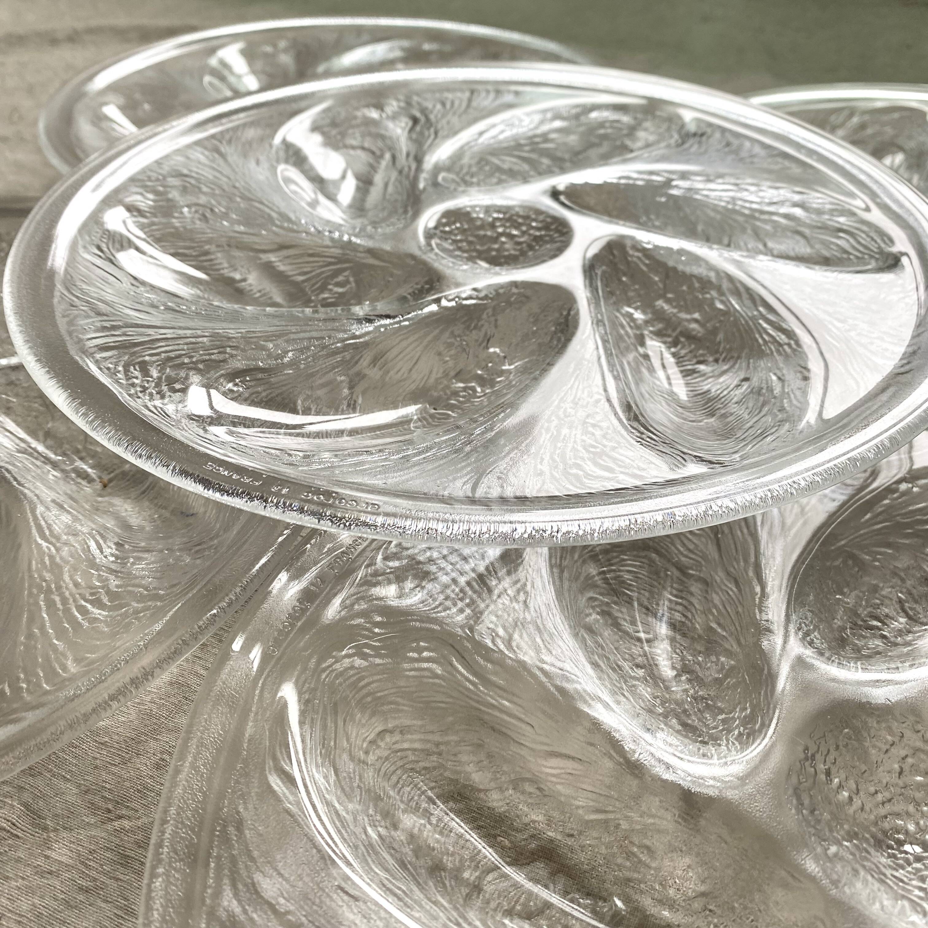 80s glass oyster plates