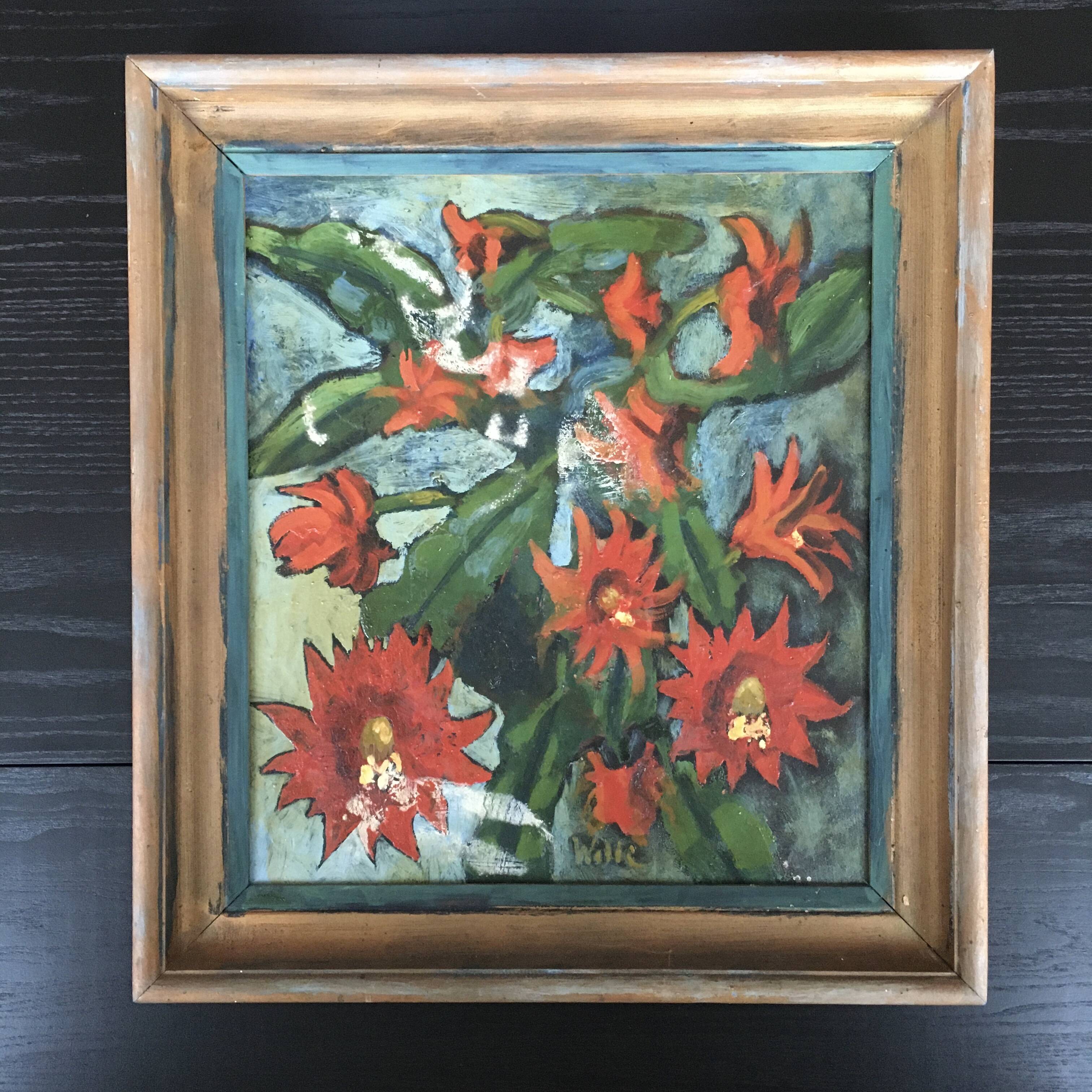 Modernist red flower painting