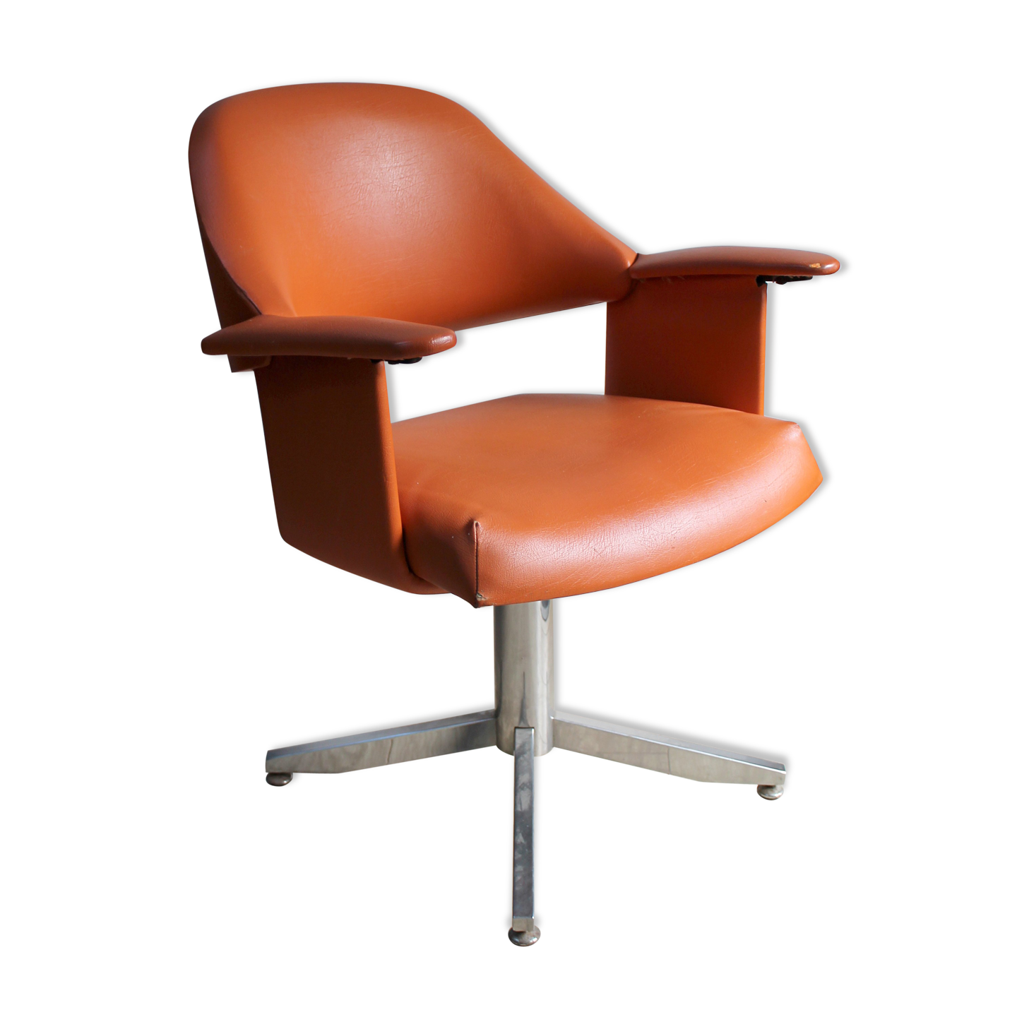 Barber in leatherette Chair orange 1970s