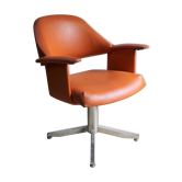Barber in leatherette Chair orange 1970s