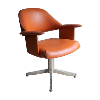 Barber in leatherette Chair orange 1970s