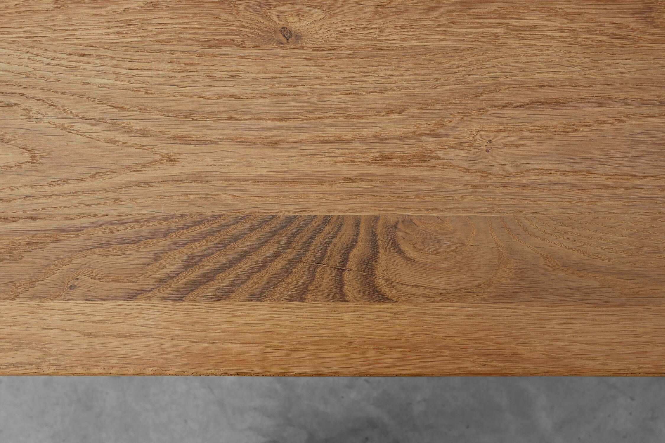 20th Century French oak trestle table with scalloped legs and plank top