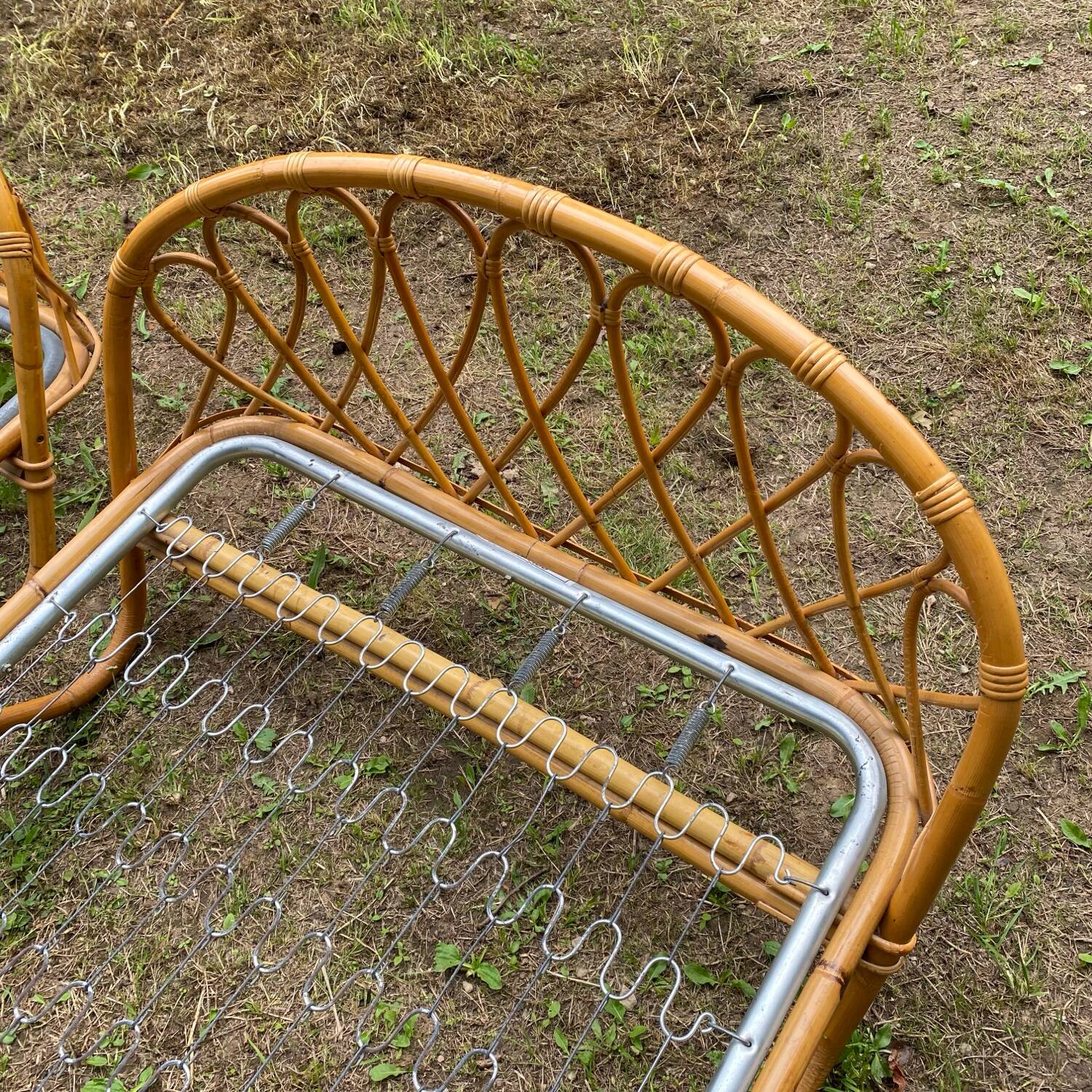 Pair of single rattan beds, 1960s