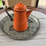 Orange and black enamelled sheet metal coffee maker