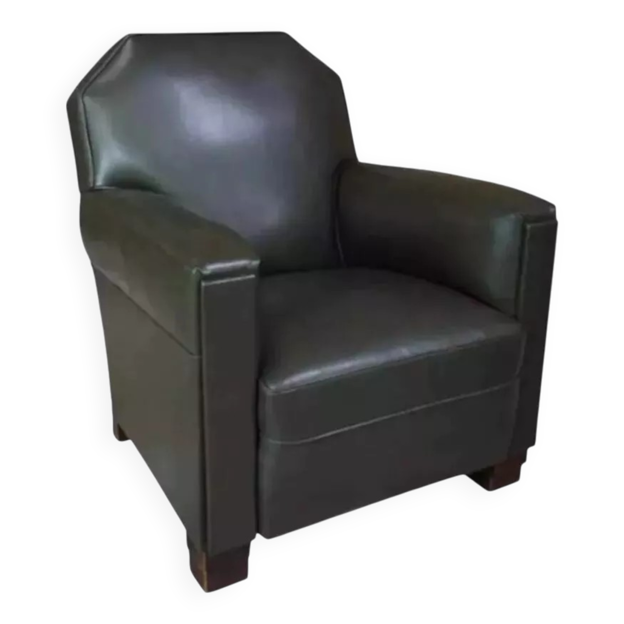 Art Deco club armchair in skai and wood