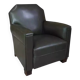 Fauteuil club art déco en skaï et bois